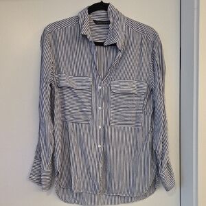 Black and White Striped Button-Up Shirt